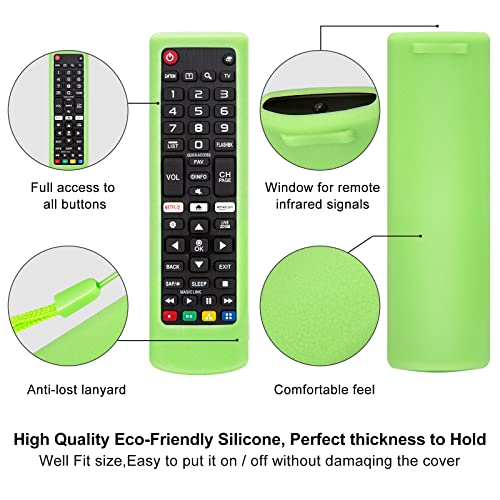 Image of Silicone Protective Case for LG-TV-Remote Glow in The Dark, Remote Cover for LG Smart TV AKB75095307 AKB75375604 AKB74915305(Luminous Green + Blue)【2 Pack】