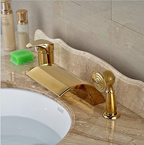 Robinet de baignoire doré 3 pièces Gowe avec set de douche et mitigeurs de salle de bain