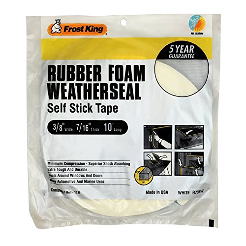 Image of Frost King R738WH Rubber Foam Self-Stick Weatherseal Tape with Minimum Compression, White