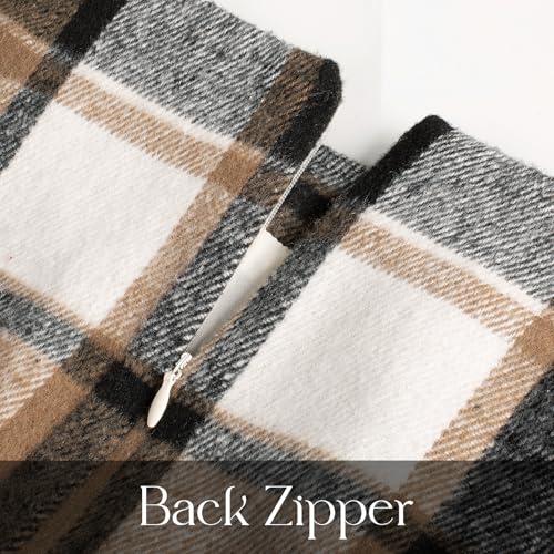 Kate Kasin Womens Wool Plaid Pencil Skirt High Waist Slit Stretchy Bodycon Fall Winter Knee Length Midi Skirt3