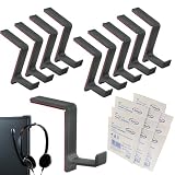 STEKIS Headset Halterung für Monitor & Bildschirm – 10er Set Kopfhörer Haken (Small) – für schmale Headsets – Dunkelgrau – inkl. Reinigungstuch - Business Pack