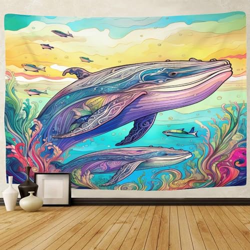 Poster mural baleine déco de plage et couverture murale suspendue - 2