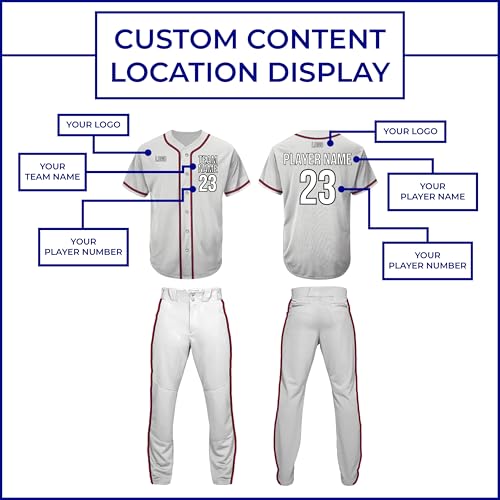Uniforme personalizado de béisbol SGS Custom League, camiseta de manga corta y sin mangas unisex con nombre y número miniatura 5