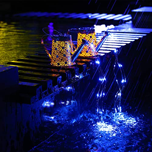 Vookry Solar Watering Can With Lights,Solar Waterfall Lights Outdoor Hanging Waterproof,Blue Decorative Retro Metal Solar Lights For Patio Yard Pathway Walkway Party Garden Decor, Gifts For Mom #TOP5