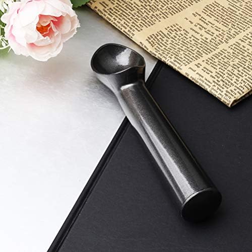 kuou Black Ice Cream Scoop, 18 cm Length Aluminum Ice Cream Scooper Non-Stick Anti-Freeze Spoon Melon Baller Scoop Kitchen Food Scoop for Fruit, Mashed Potato