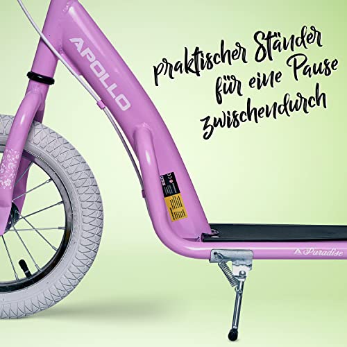 Apollo Retro Scooter Paradise | Roller mit Luftreifen 12,5 Zoll | Stylisher Tretroller f&uuml;r Kinder und Jugendliche | Cityroller Kinder mit breiter Trittfl&auml;che | Kinderroller mit gro&szlig;en R&auml;dern