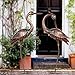 Kircust Crane Garden Sculptures & Statues Heron Decoy Large Size Metal Birds Yard Art Standing Vintage Brass Heron Lawn Ornament Outdoor Decorations 37 Inches Set of 2