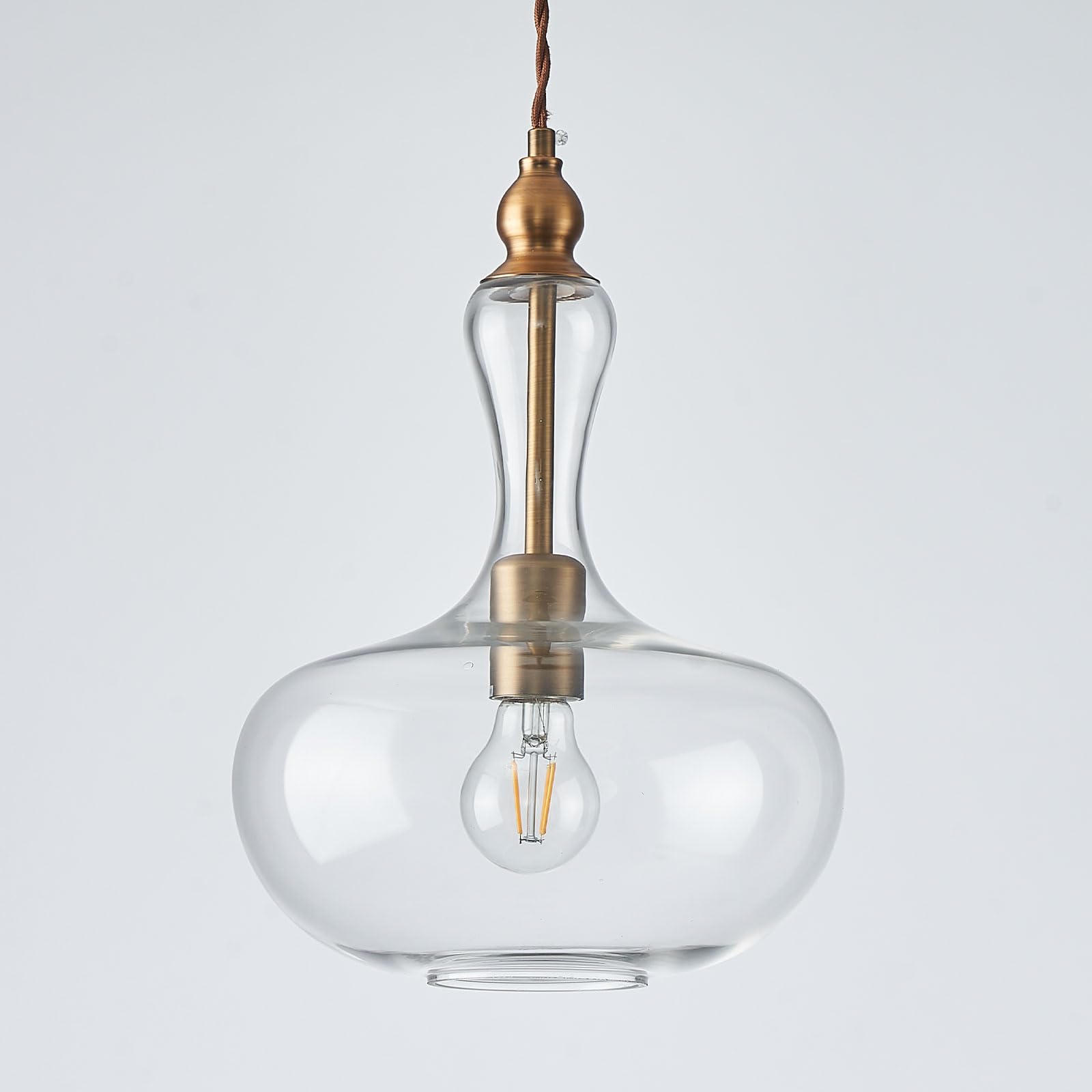 Photo 1 of **Missing pieces**BHBYEDYCK Large Clear Glass Pendant Lights Kitchen Island Pendant Light Brass Kit Adjustable Cord Hanging Light for Dining Room Bar Counter