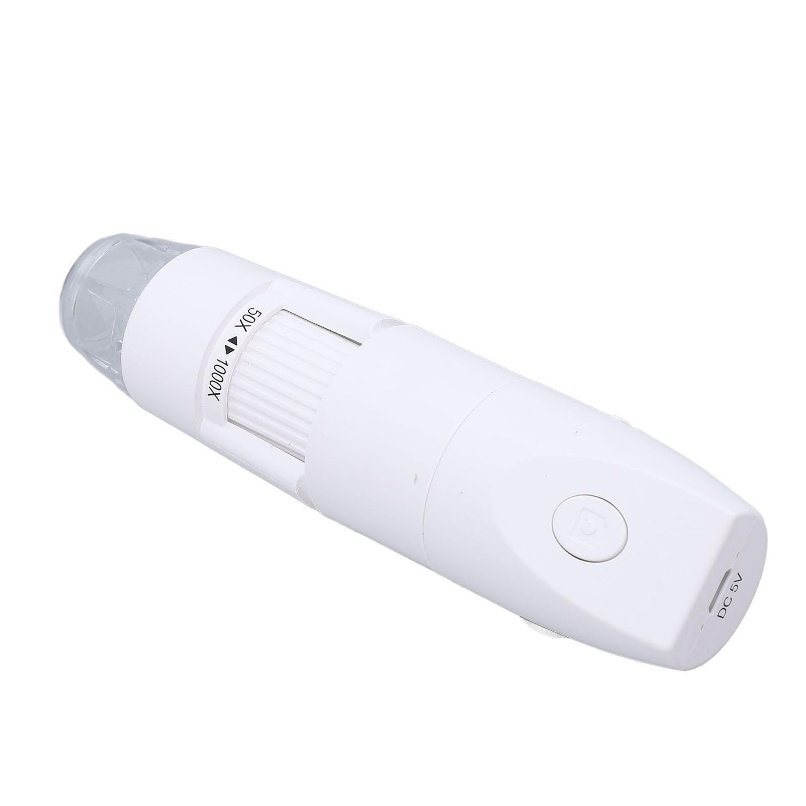 Microscopio USB WiFi 1080P 1000X Aumento Enfoque Manual Microscopio Digital Inalámbrico para Inspección de Circuito de Piel Microscopio de Bolsillo (White)