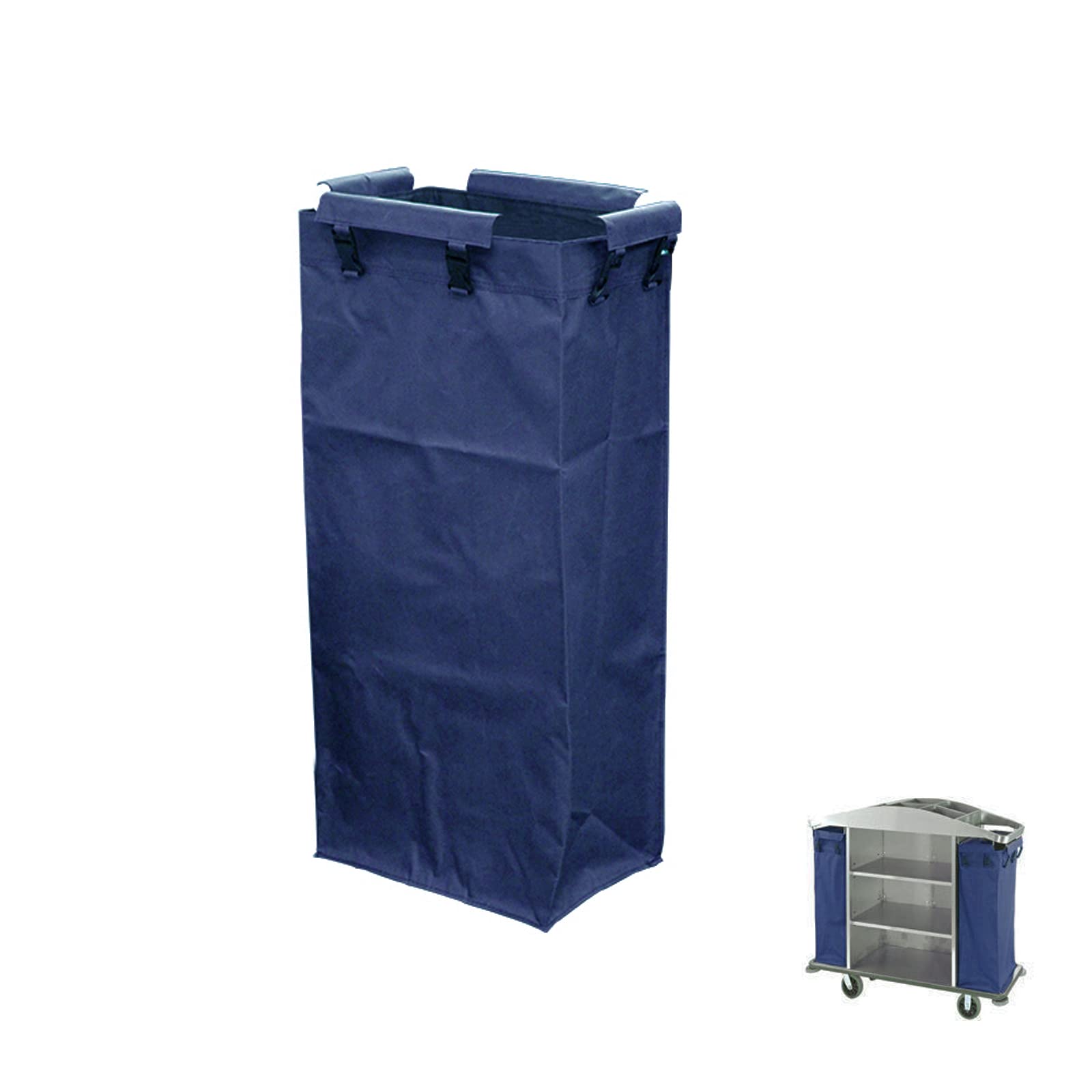 Replacement Janitorial Cart Bag, High Capacity Waterproof Thickened Housekeeping Commercial Janitorial Cleaning Cart Bag with 8 Strong Buckle - 15 x 11 x 33 inches (26 Gallon)