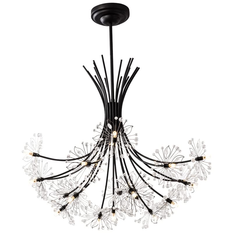 Plafonnier suspendu en cristal design créatif lustre chic noir G4