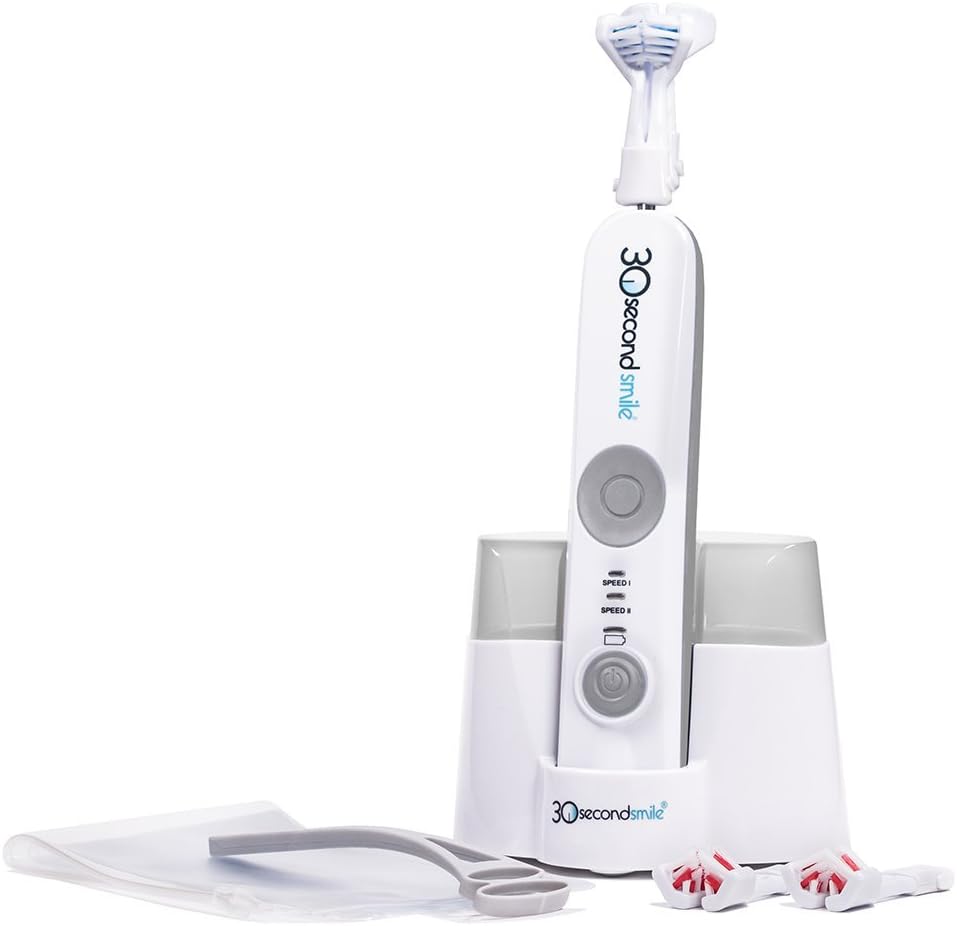 30 Second Smile Power Rechargeable Electric Toothbrush with Charging Base and Oral Care Kit