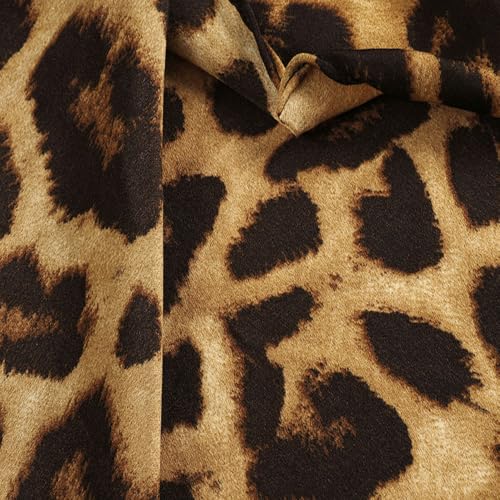 BSLVWG Damen Sexy Leopard Print Midi Kleid Langarm Krawatte Wrap Kleider für Frauen V-Ausschnitt Damen Casual Kleid Herbst Winter (DE/NL/SE/PL, Alphanumerisch, L, Regular, Regular, Braun)