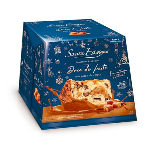 Panettone Recheado Doce de Leite Com Gotas de Chocolate Santa Edwiges 500g