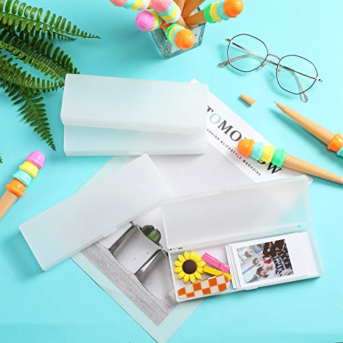 Image of Yexiya 30 Pack Pencil Box Clear Plastic Pencil Case Bulk 7.2 x 2.4 x 0.9 Inches Pen Storage with Hinged Lid Stackable for Pens Crayons School Office Supplies Organization