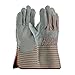 "C" Grade Shoulder Split Cowhide Leather Palm Glove with Fabric Back - Rubberized Gauntlet Cuff 85-7612, (6)