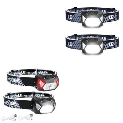 Lepro Bundle - 2 Items : 320015 Battery Powered HeadLamp 2 Pack & 320014 Rechargeable HeadLamp 2 Pack