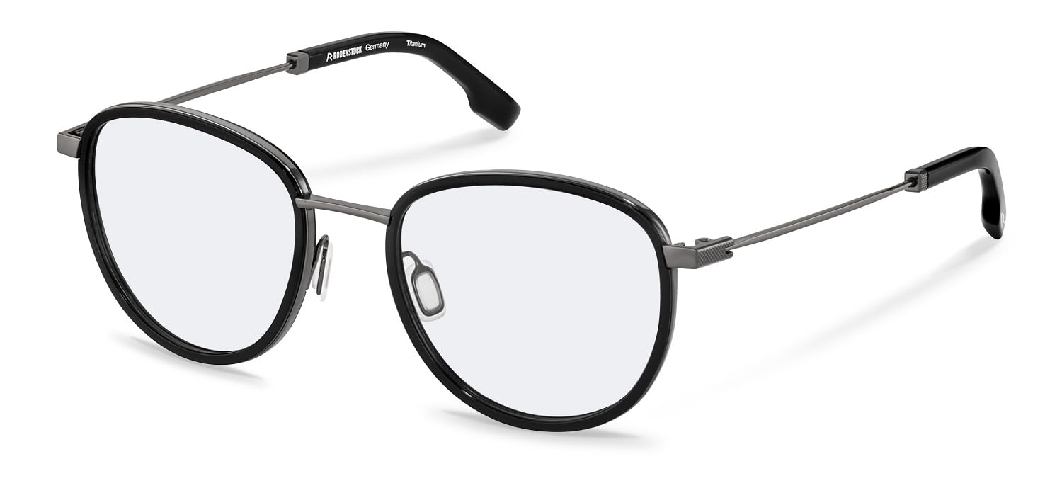 Rodenstock - R8034 oprawki okularów na receptę, czarne, szare, męskie, czarny, szary, 51