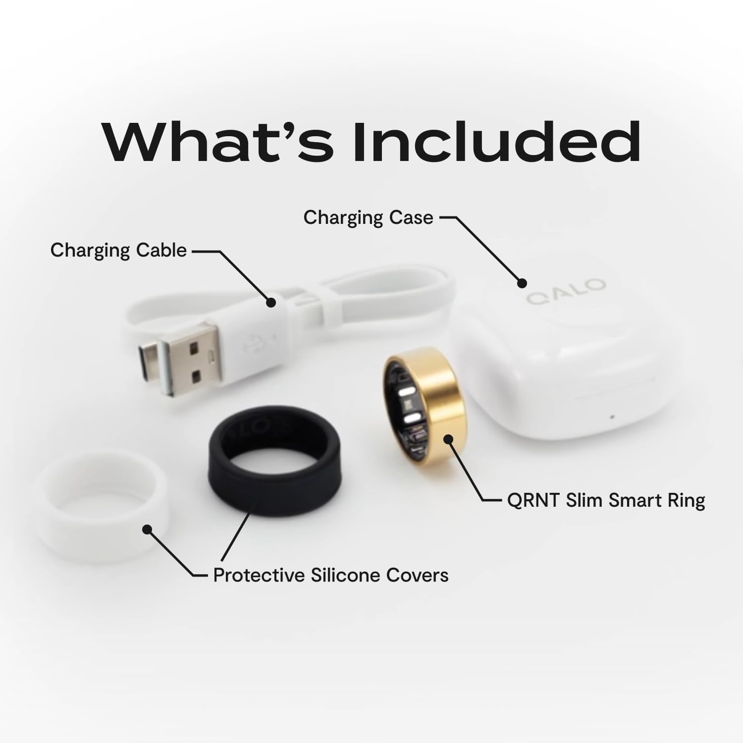 QALO QRNT Slim Smart Ring - Fitness Tracker leggero in titanio resistente all'acqua, monitoraggio avanzato per sonno, passi, HRV, salute delle donne, senza costi di abbonamento, compatibile con iOS e
