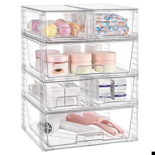 Vtopmart Clear Stackable Storage Drawers Set of 6, Easily Assemble