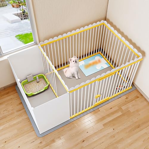犬用クレート ペットフェンス、屋内ワンルームワンバスルーム犬小屋フェンス、アップグレードされたフルスクエアチューブ犬ケージ、独立した大空間(186x92x50cm)