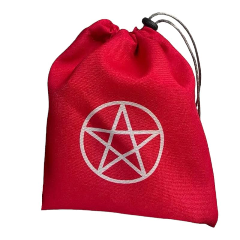 Estojo Tecido Pentagrama Vermelho e Prata P Baralho 20x19cm