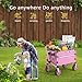 ROSONG Collapsible Wagon Cart with Wheels Foldable - Folding Utility Heavy Duty Wagons Carts for Grocery Sports Garden Shopping Camping Pink