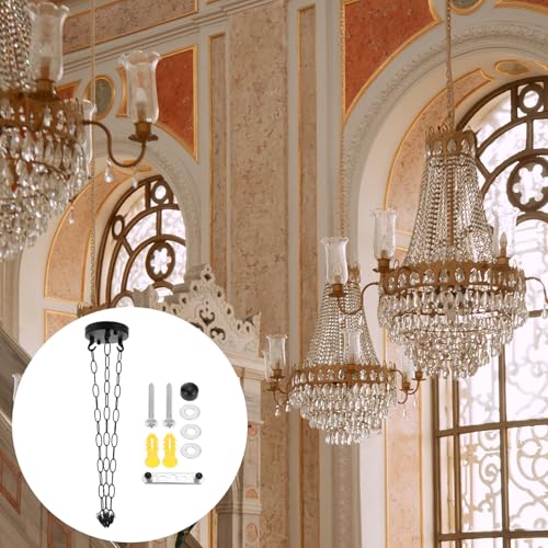 Cadena de hierro negro resistente y kit de lámpara colgante para soporte decorativo 4