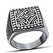 Banemi Edelstahl Ring Mann, Männer Ring Personalisiert Silber Geometrisches Muster Verlobungsringe Abschlussgeschenk Größe 65 (20.7)