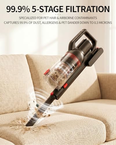 Image of Pet Cordless Stick Vacuum Cleaner, Upright Vacuum Cleaning | XL Dust Cup | LED Headlights| Tangle-Free| Hepa Filiter| Portable,Lightweight| 50-Min Runtime| 80000RPM Motor