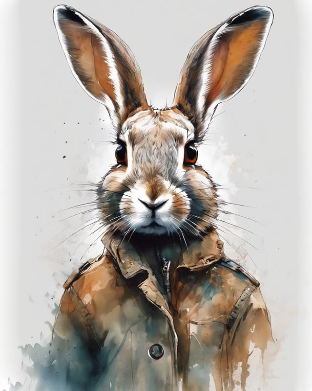 ZMHZMY Paint by Numbers for Adults Cute Animal Rabbit DIY Digital Painting by Numbers Kits On Canvas- Wall Art Artwork Landscape 40x50cm Without Frame