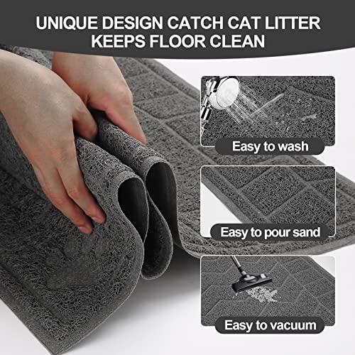 Image of Cat Litter Mat, Litter Trapping Mat Soft on Kitty Paws, 47 inch x 35 inch Kitten Litter Box Mat for Cleaner Floors, Waterproof, Easy Clean, Durable XL Large Size Cat Litter Pad for Kitten.