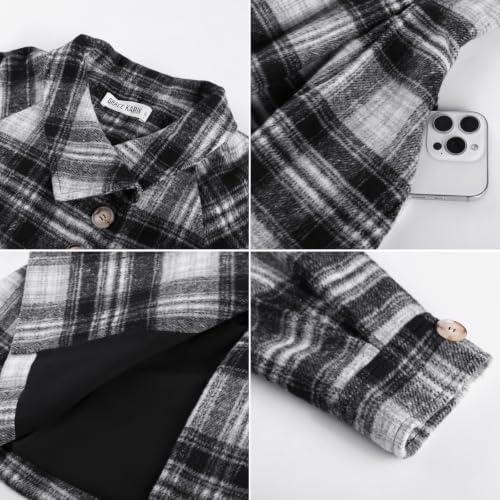 Image of GRACE KARIN Girls Dress Coat Kids Wool Lapel Long Button Jackets Fall Winter Outerwear Peacoat with Pockets 5-12Y