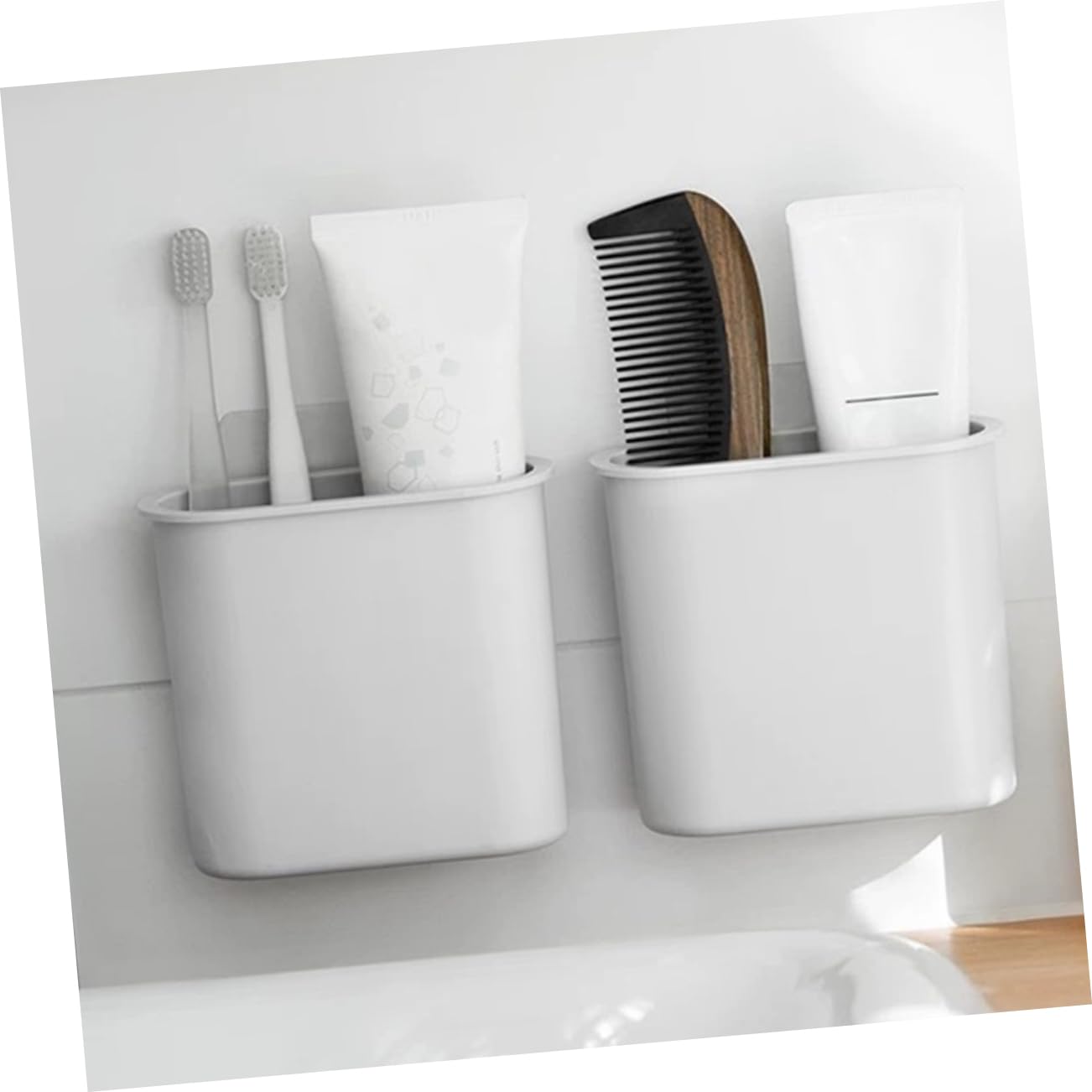 Gatuida 2er Set Zahnbürstenhalter - Selbstklebend Mit Abflusslöchern Weiß