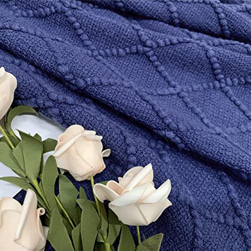 Inhand Knitted Throw Blankets For Couch And Bed, Soft Cozy Knit Blanket With Tassel, Navy Blue Lightweight Decorative Blankets And Throws, Farmhouse Warm Woven Blanket For Men And Women, 50"X60" #TOP3