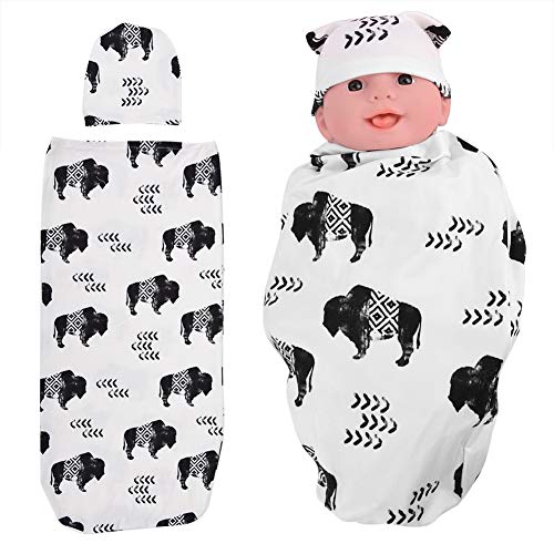 Woyisisi Baby Wrap Saco de Dormir con Sombrero Ropa antichoque Suave para la Piel para Reciu00a8u00a6n Nacidos(Vaca)