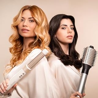 Cecotec Spazzola Ad Aria Calda Ceramiccare Airglam Champagne. 1400 W, Multifunzione 8 In 1, Ricciolo, Pettine, Asciuga ed Elimina L'Effetto Crespo, 3 Velocità, 3 Temperature, Rivestimento Ceramico.