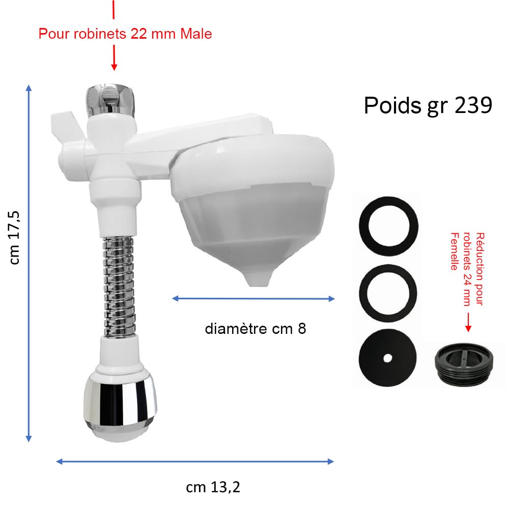 Siroflex 2652/1S UNI 3-A Silver Purificateur d'Eau Domestique Made in Italy avec brise jet flexible