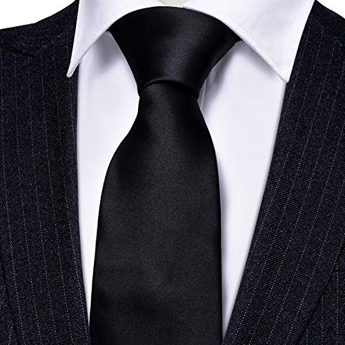 Image of Barry.Wang Plain Men Silk Ties Extra Long Satin Necktie for Wedding Business Handkerchief Cufflinks Set Solid Colors