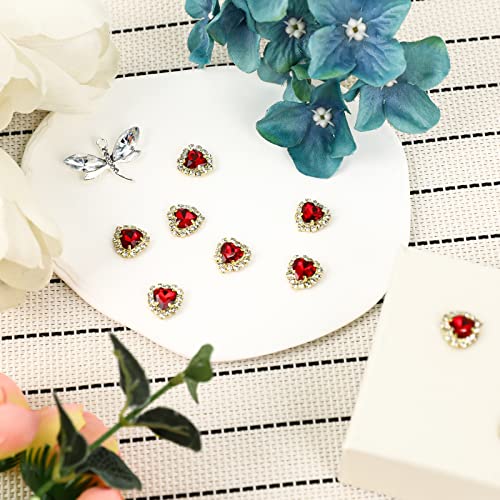 20Pcs Red Heart Rhinestones Buttons Red Heart Sewing Buttons Sew On Rhinestone Embellishments For Crafts Nails Diy Jewelry Findings Making Wedding Decoration Embellishments #TOP6