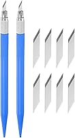 Vista 7 de uxcell Juego de cuchillos para manualidades, 2 cuchillos de trinchar con 10 cuchillas de acero de repuesto para álbumes de recortes, plantillas