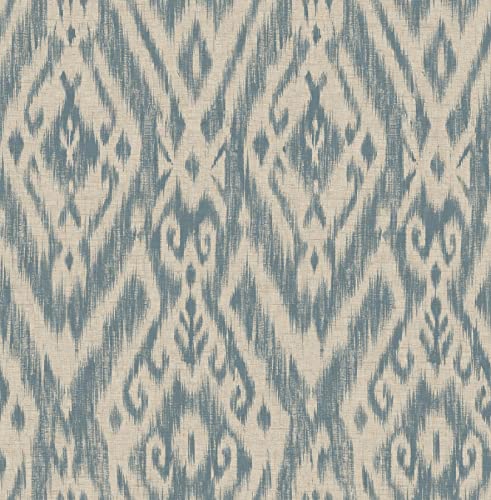 Wallquest Wallpaper Smooth Tribal Bali Ikat Blue and Beige