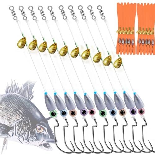 DAMIDEL 10Pcs Fishing Bullet Weights Texas Rigs Ready Kit,Worms, Sinker (10g/7g/5g), Worm Hooks, Carbon line,Spinner Blades?Eye Beads Bait, Fishing Bass Rig Saltwater Freshwater(5g)