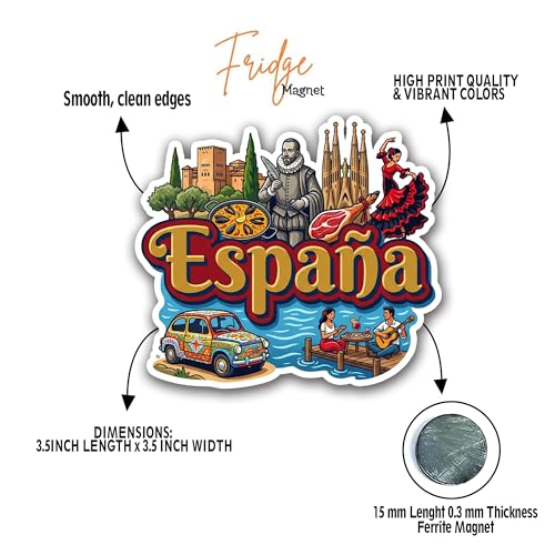 Image of Spain Fridge Magnet | Engineered Wood Glossy Finish | A Travel Souvenir for Home, Kitchen, Locker Decor, Gift Collectible