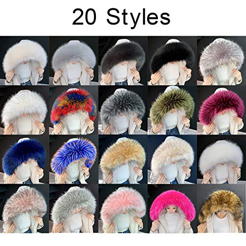 Queenbox Women's Detachable Faux Fur Scarf Scarves Collar Hood Trim Fluffy for Winter Coat4
