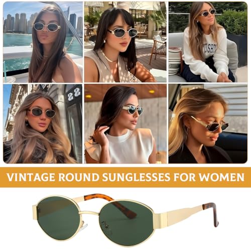 Image of PROBEROSSunglasses for Women- Fashion Retro Sunglasses, Anti-glare Tinted Lens, Round Metal Frame Sunglasses, with PU Sunglasses Case, Microfiber Lens Cloth, Screwdrive, Soft Pouch