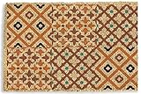 azulejo mosaico naranja Felpudo exterior con un estampado mosaico color naranja- Alfombra ideal para el vestíbulo, terraza, sótano, garaje o la entrada del hogar