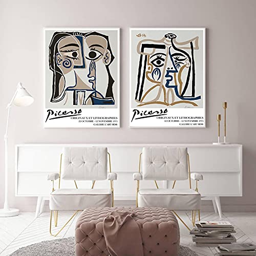 Toile Picasso visage abstrait impression murale haut de gamme 50x70 - 4