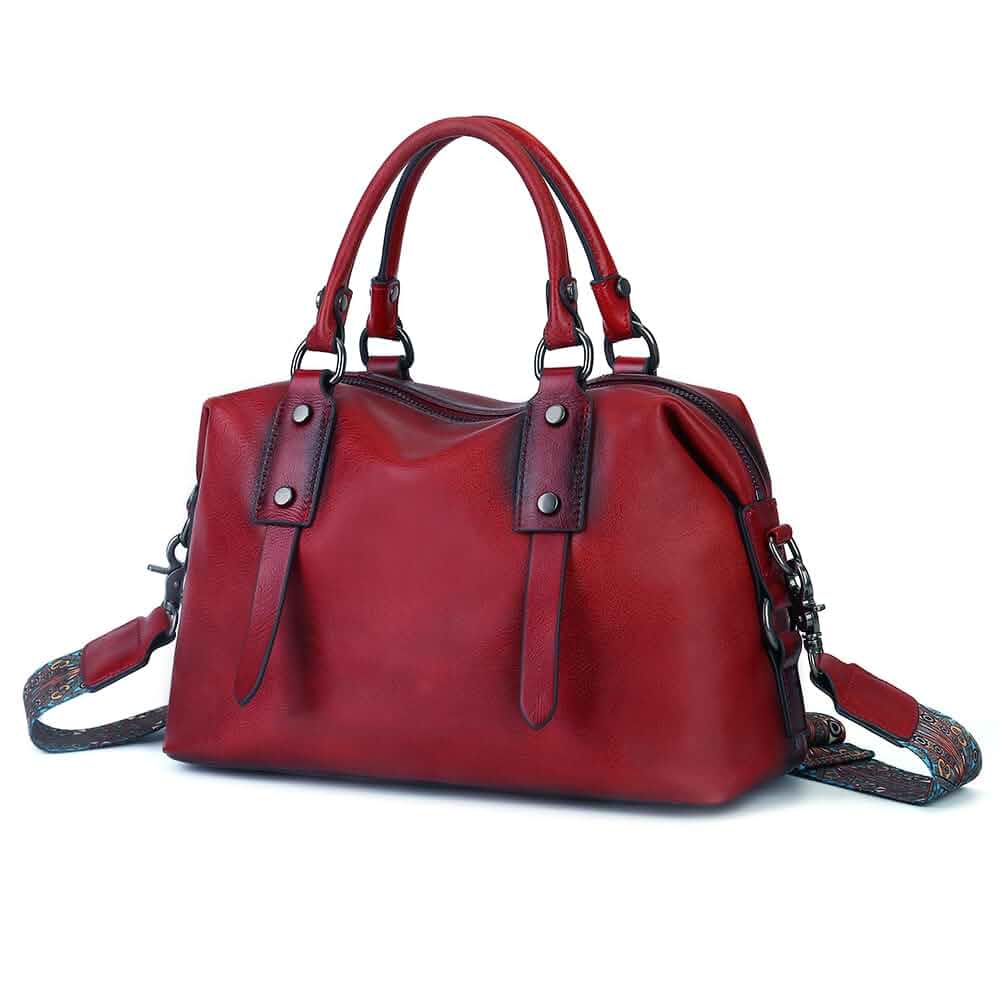 Leather Handbag for Women, Genuine Leather Purses Retro Mandela Crossbody Handbag Tote Bag