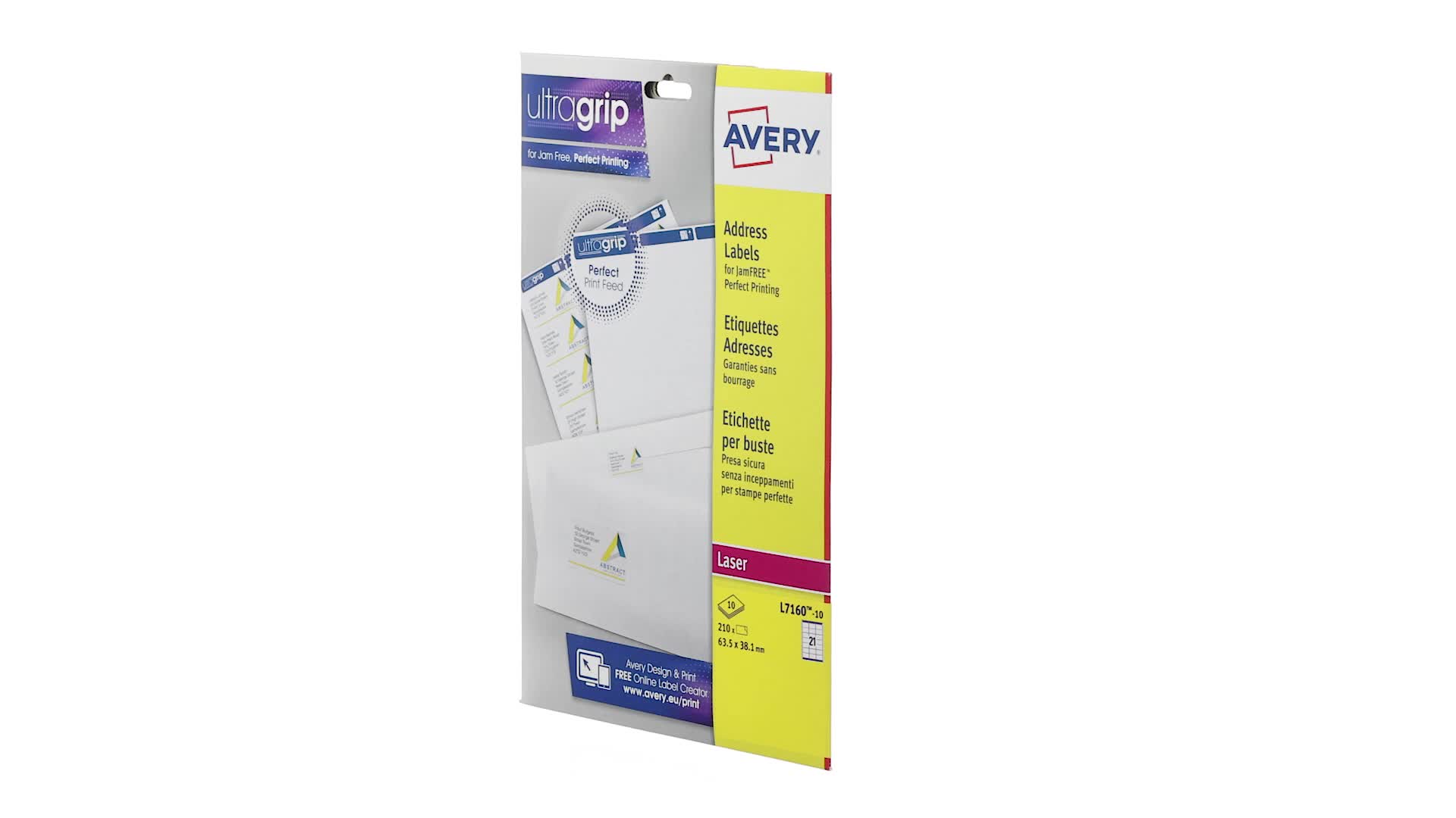 Avery Étiquettes autocollantes pour adresse, imprimantes laser, 65 étiquettes par feuille A4